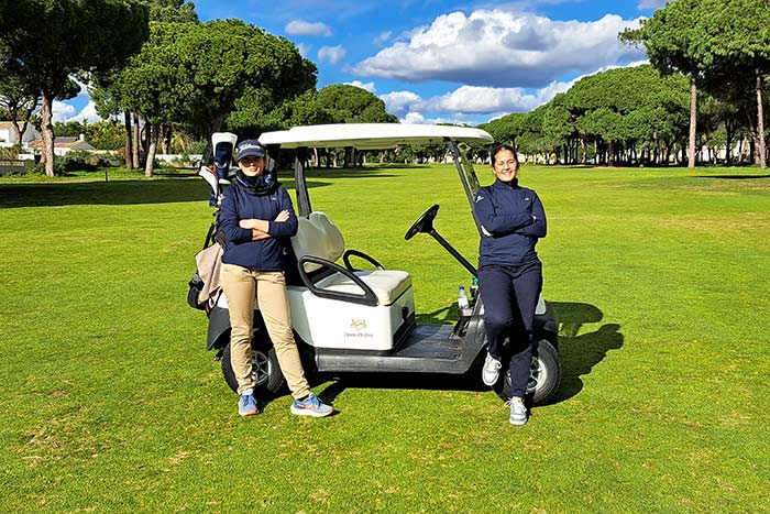Avec Sarah sur le Pinhal golf course au Portugal